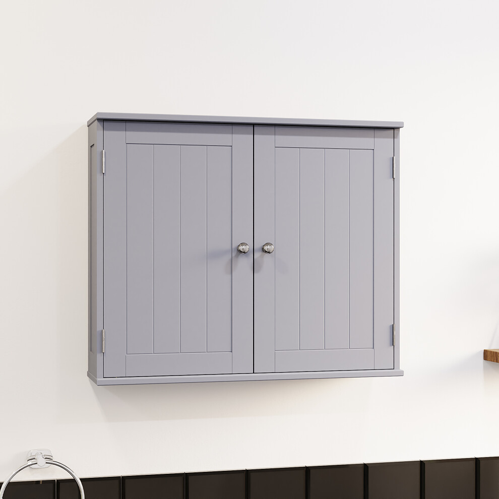 (Grey) Bath Vida Priano 2 Door Wall Cabinet Storage