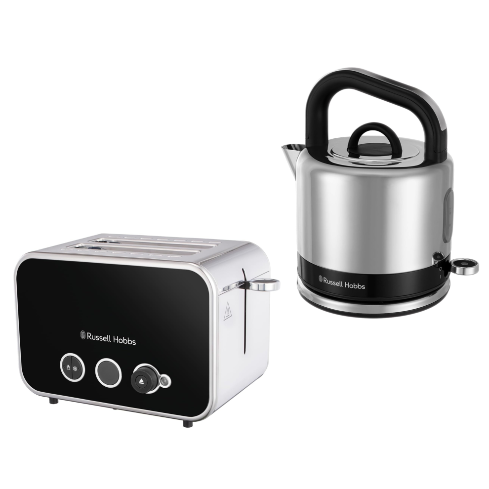 Russell Hobbs Distinctions Black Kettle & 2 Slice Toaster Matching Set