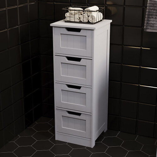 (Grey) Priano 4 Drawer Freestanding Storage Bathroom Unit 1