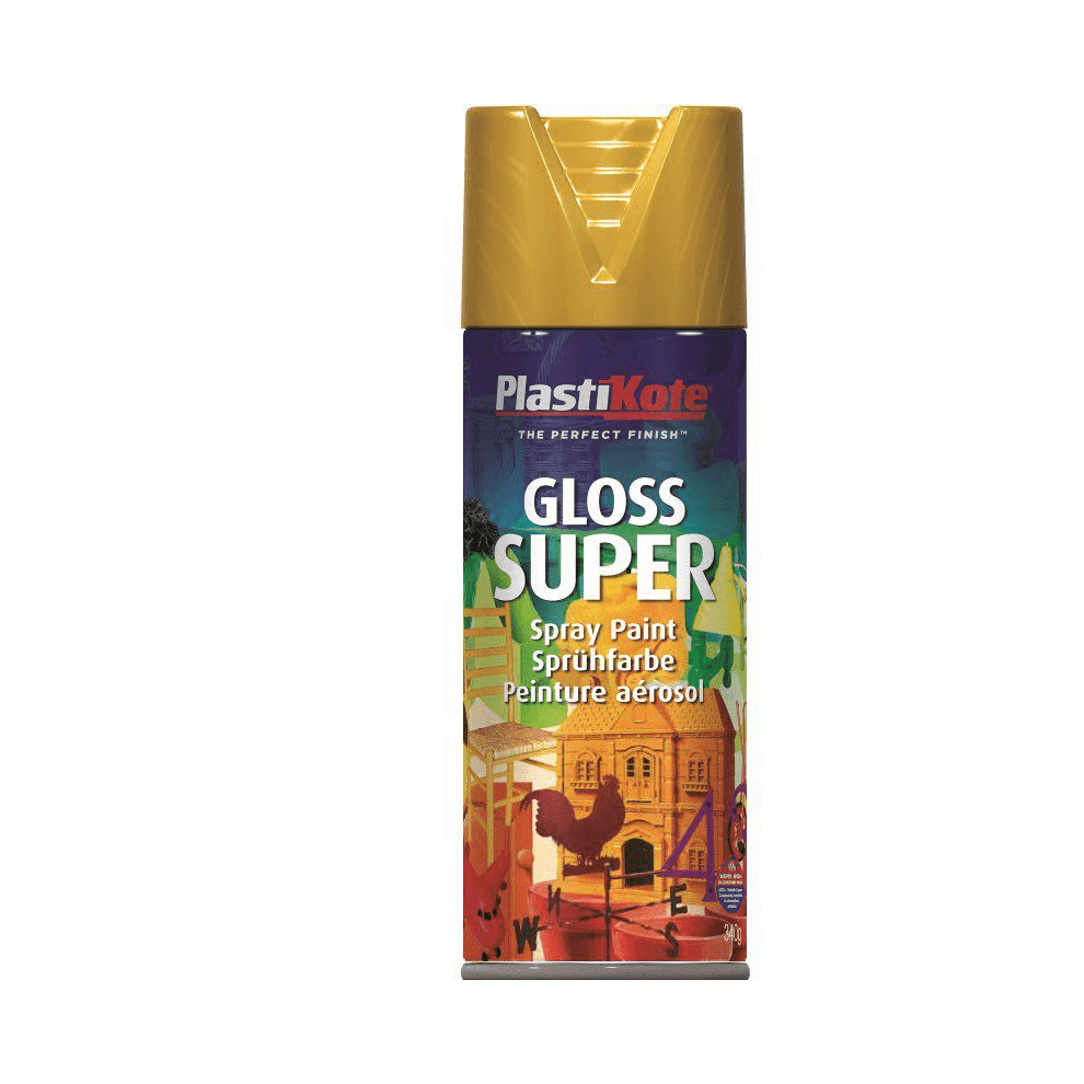 Plastikote  Super Gloss 400ml Spray Paint Available Super Gold