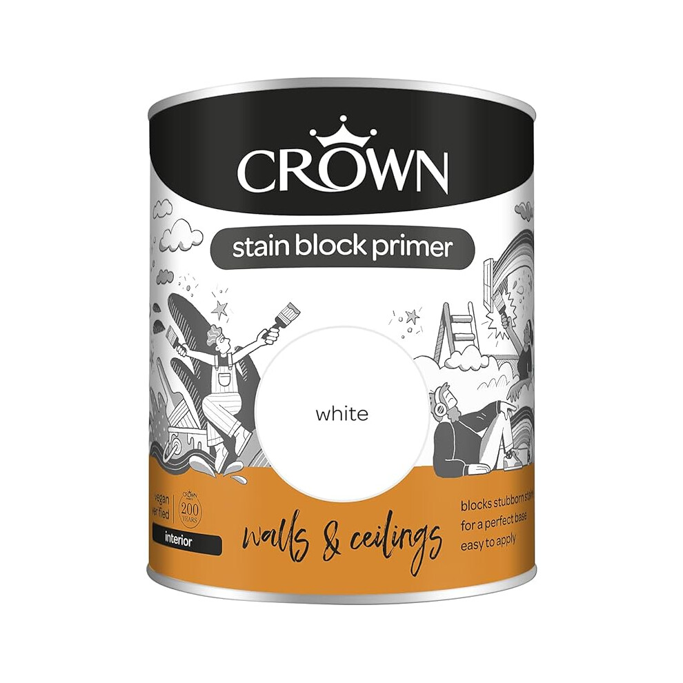 Crown White Multi Surface Primer Undercoat Quality Paint 2.5L Large