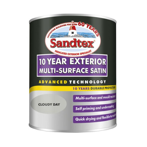 Sandtex Sandtex 10 Year Multi Surface Satin Paint 750ml Cloudy Day 2