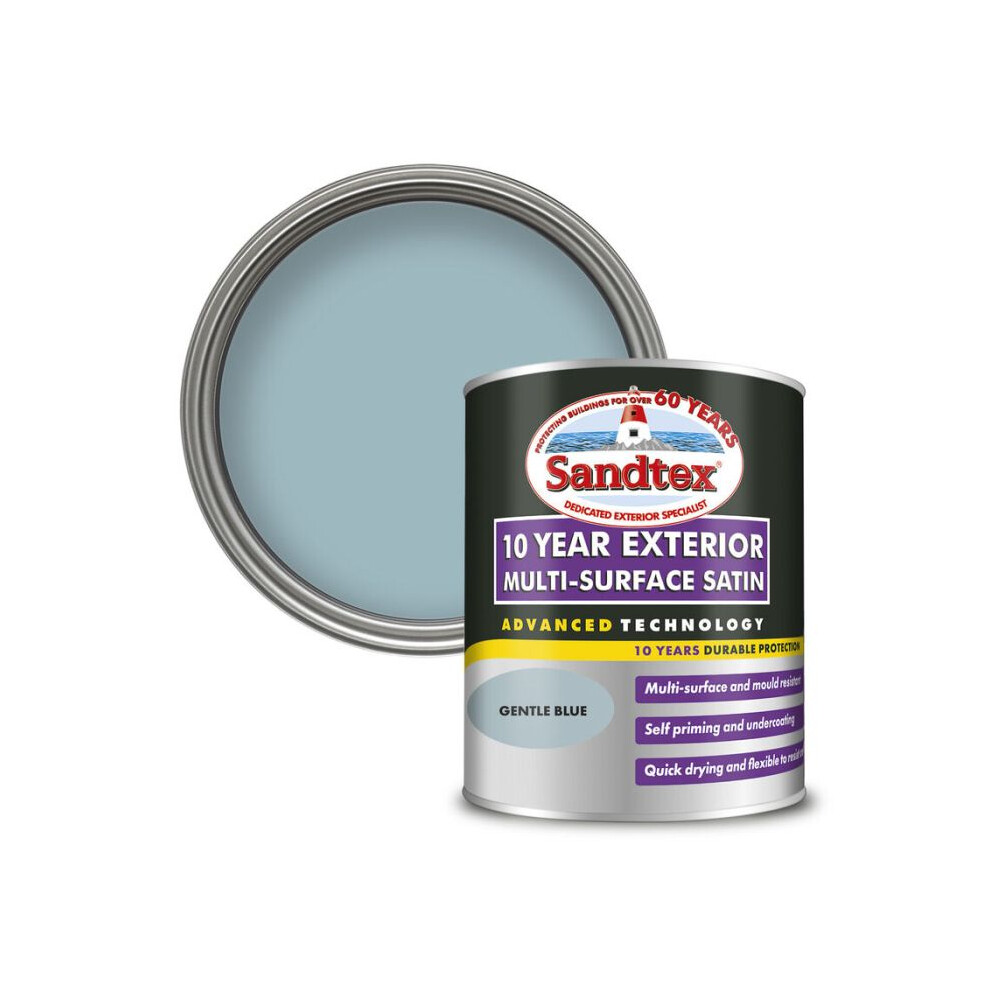 Sandtex 10 Year Multi Surface Satin Paint 750ml Gentle Blue