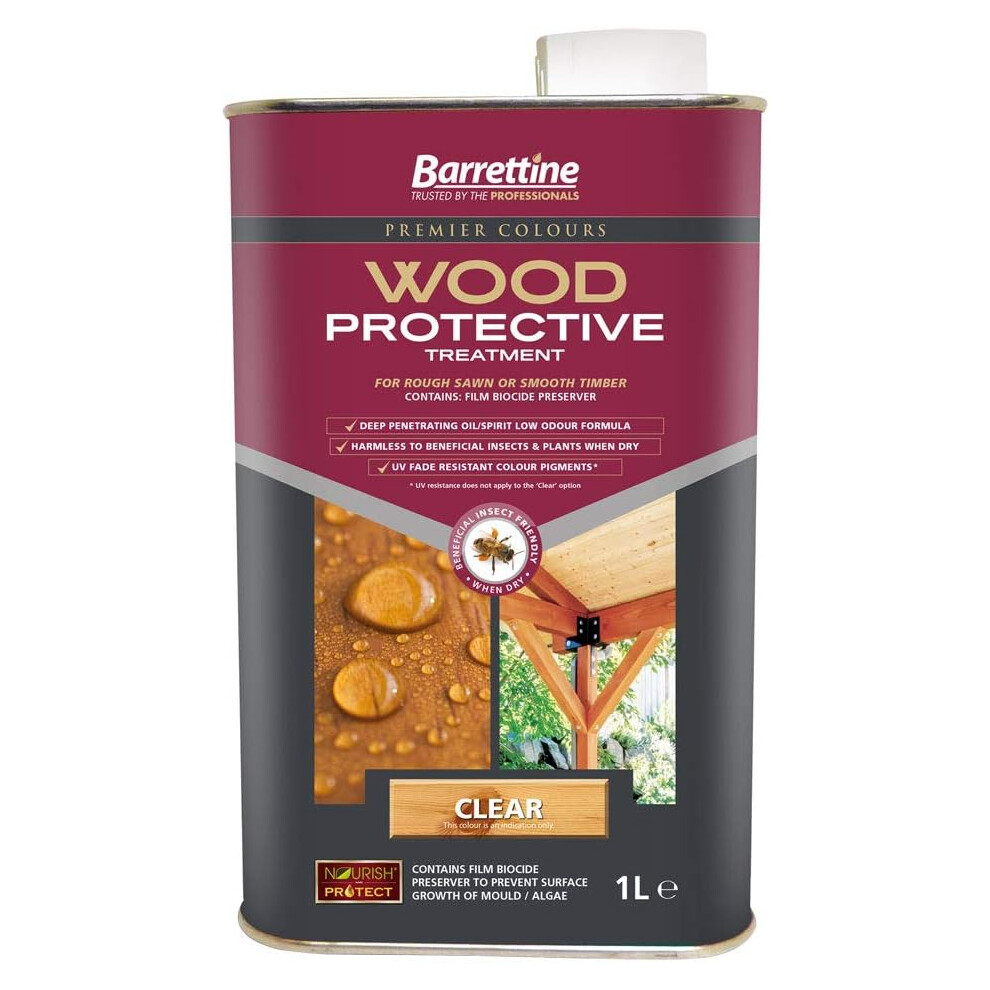 Barretine Wood Protective Treatment Paint 1L Clear 5015861003317