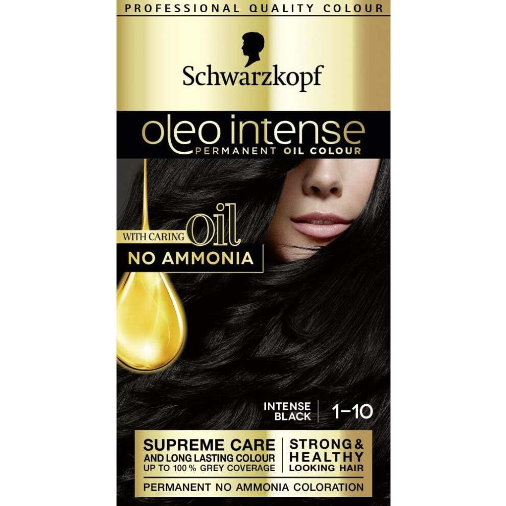 Schwarzkopf Oleo Intense Permanent Hair Colour - Ammonia Free With 4 Caring Oils 1-10 Intense Black