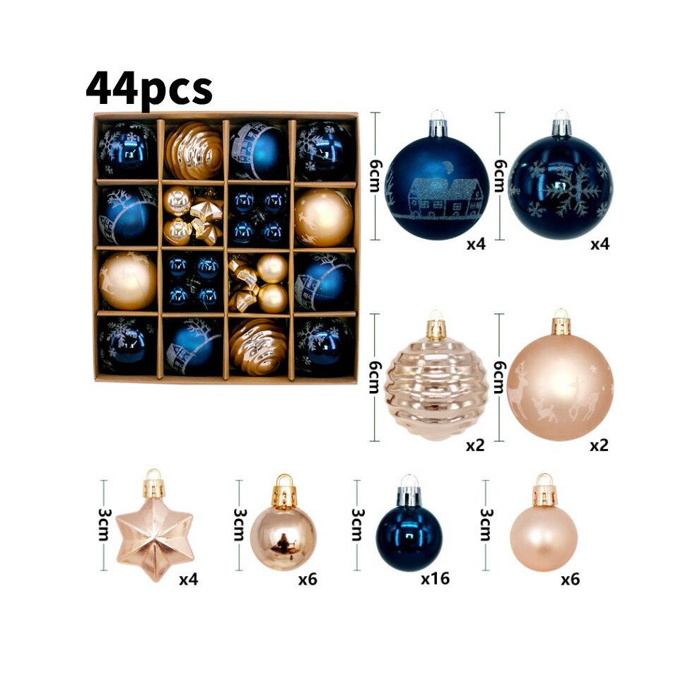 (Navy) 44pcs Large Christmas Baubles Xmas Tree Balls Decor Party Wedding Ornament Gifts