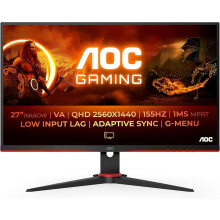 AOC Gaming Q27G2E - 27 INch QHD Monitor, 155Hz, 1ms MPRT, VA, FreeSync Premium, Shadow control, Low Input lag (2560 x 1440 @ 155Hz, 250 cd/m², HDMI