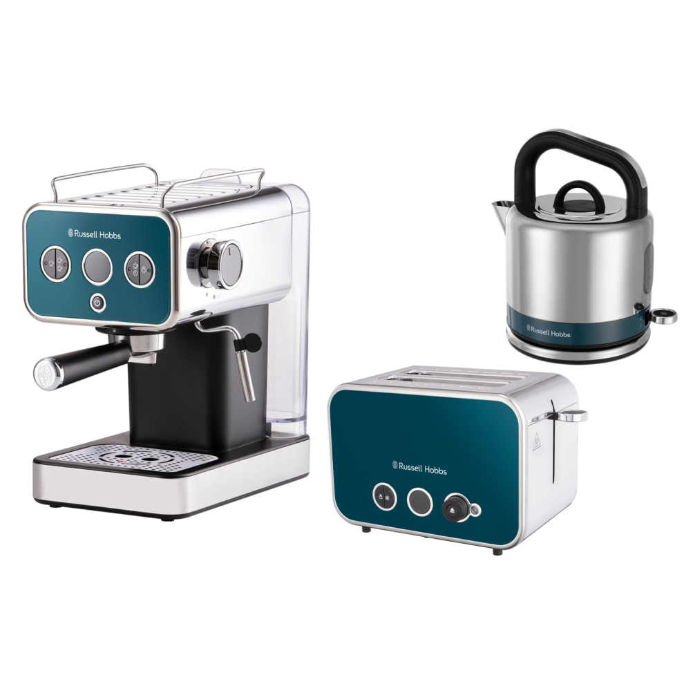 Russell Hobbs Distinctions Ocean Blue Kettle Toaster & Coffee Machine