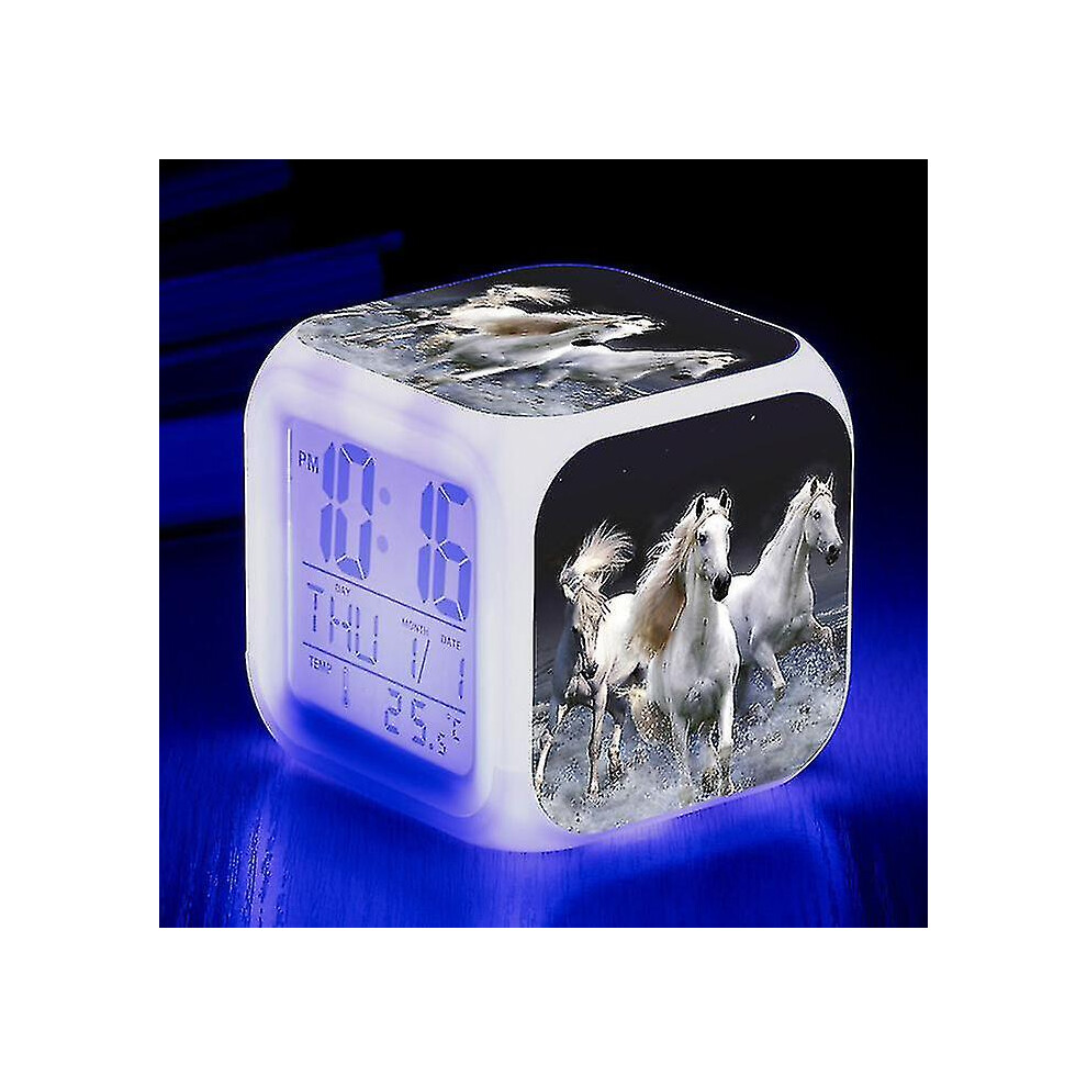 (B) Horse Alarm Clock - Animal Alarm - Led - With Light - Glow In The Night - For Kids And Adults - Birthday Gifts For Adults