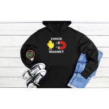 (M, Black) Chick Magnet Funny Humor Black Grey Men Women Unisex Hoodie