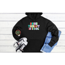 (XXXXXL, Black) Going Therapy Is Cool Mental Health Black Grey Men Women Unisex Hoodie