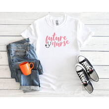 (M, White) Future Nurse Nursing School Men Women Unisex Top T Shirt