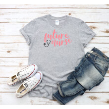 (L, Grey) Future Nurse Nursing School Men Women Unisex Top T Shirt