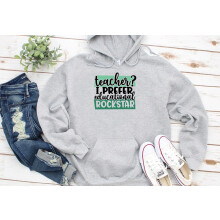 (XXL, Grey) Teacher I Prefer Educational Rockstar Black Grey Men Women Unisex Hoodie