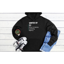 (XXL, Black) Wanted by DVLA Driver & Vehicle Licensing Agency Black Grey Men Women Unisex Hoodie