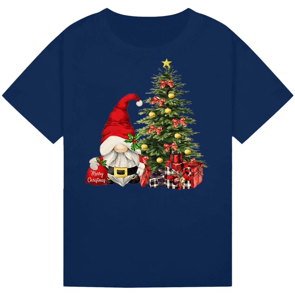 (3-4YR, NAVY) Xmas Christmas GNOME T-Shirts For boys& Girls-image-OPC-PFPB6XK-NEW
