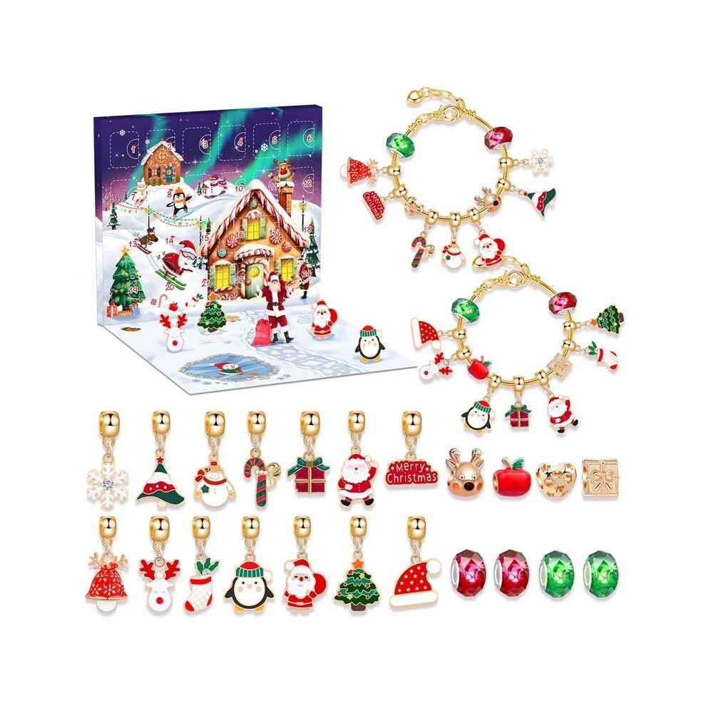 Christmas Charm Bracelet Advent Calendar Handmade Christmas Countdown Calendar Bracelet Jewelry Puzzle Gift Box