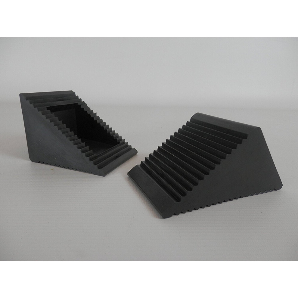 2 Pcs/Pair Wheel Chocks Caravan Motorhome Trailer Horsebox Car Rubber Black 5060469619491