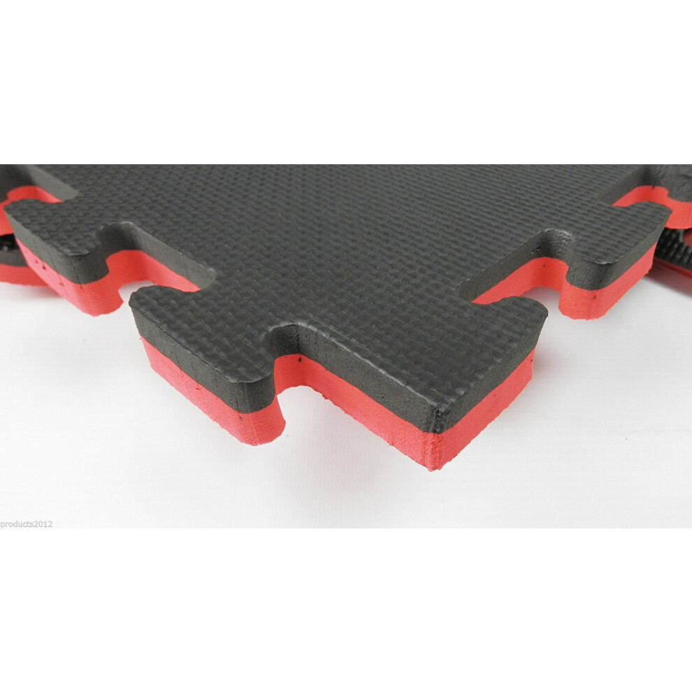 (4 Mats 4 Square meters) 40mm Thick Eva Interlocking Floor Mats Gym Judo Exercise Martial Arts Sports Boxing Black-Red - Stock For Delivery 4th Novem