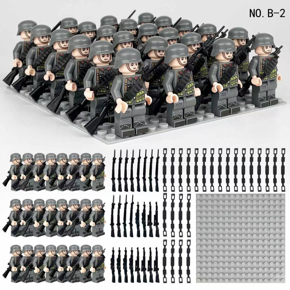 (B) Military German British American Weapon Base Mini Small Particle Doll Toys Suitable For Lego