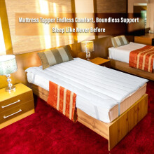 (Double) White Stripe Microfibre Mattress Topper 4cm Bed Mattress Protectors