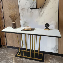 (White/Gold) Large Rectangular Free Standing Sintered Stone With Metal Frame Console Sofa End Table Hallway Furniture Home 120cm Wide