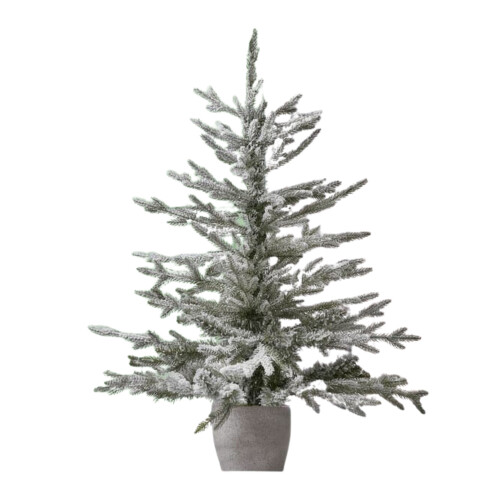 Snowy Potted Christmas Tree 3ft, Pine Effect Potted Tree With 91 Branch Tips