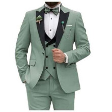 (tea green, XXXL) Slim Fit pánské obleky 3 kusy Dvouřadý oblek Muži Svatební Ples Party Business Blazer Vesta a kalhoty