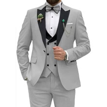 Slim Fit pánské obleky 3 kusy Dvouřadý oblek Muži Svatební Ples Party Business Blazer Vesta a kalhoty