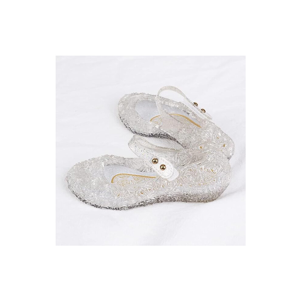(white, 32) Girl Princess Dress up Elsa Shoes Cinderella Jelly Shoes Children's Ice Queen Ball Role Playing Birthday Shoes