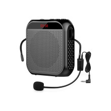 Portable Voice Amplifier With Wired Microphone Headset Rechargeable Speaker Loudspeaker Black