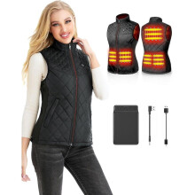 (S, Black) Heated Vest For Women,heated Gilet With 12000mah Battery Pack,lightweight Thermal Body Warmer,slim Fit Electric Rechargeable Heated Jacket