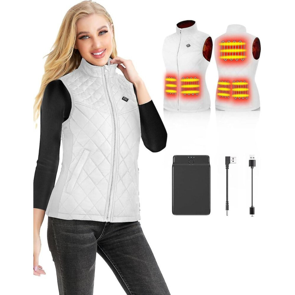(M, White) Heated Vest For Women,heated Gilet With 12000mah Battery Pack,lightweight Thermal Body Warmer,slim Fit Electric Rechargeable Heated Jacket