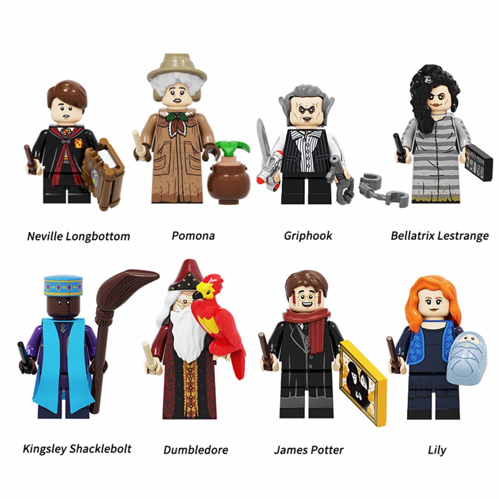 Bonxaif (8Cs Harry Potter-B) 16Cs Harry Potter Neville Pomona Minifigures Blocks Toys Fit Lego