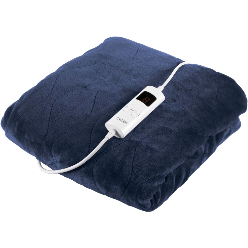 Carmen Electric Heated Throw Blanket Blue Fleece 160x130cm with 9 Heat Settings - Image 4