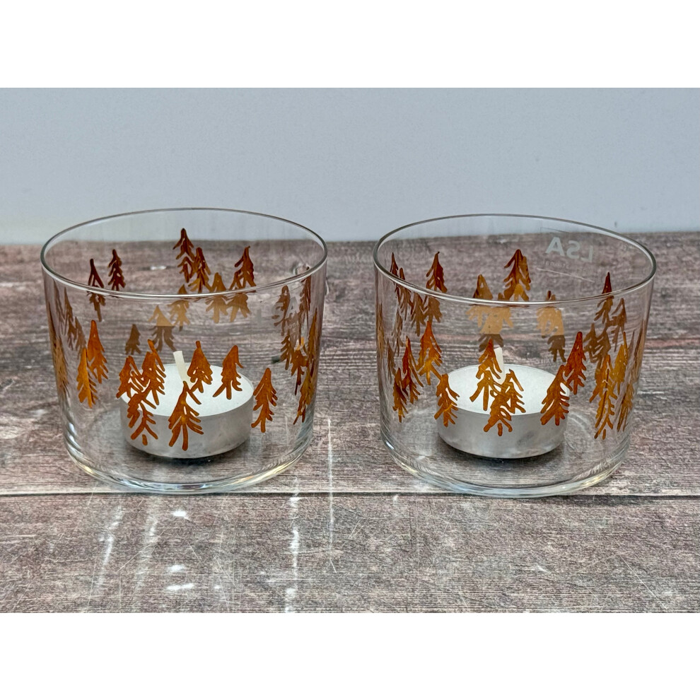 LSA Set of 2 Fir Metallic Tea Light Holders