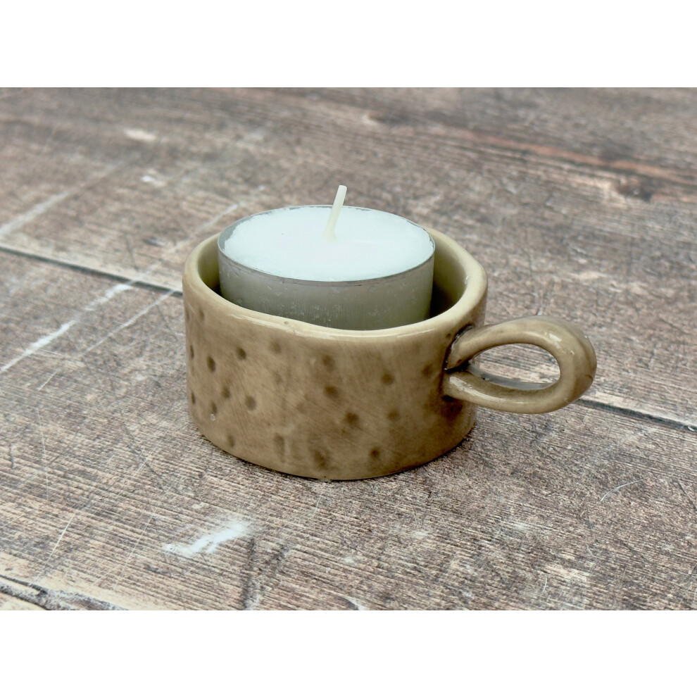 Grey Spotty Tea Light Candle Holder