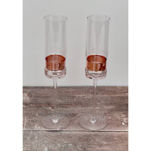 Set of 2 Bronze/Copper Champagne Flutes/Glasses