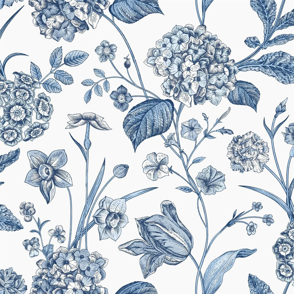 Rasch Wallpaper Amelie Hydrangea Blue/White Paper Wallpaper - Image 7