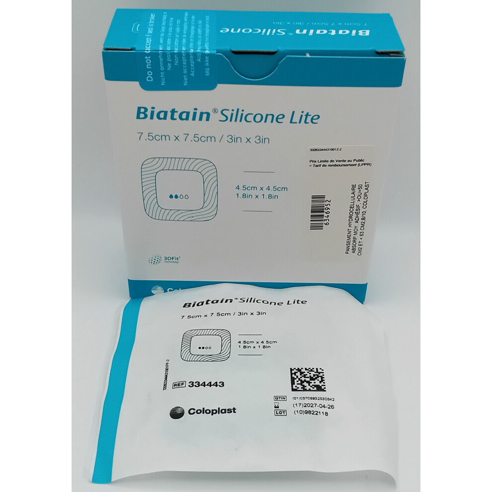 Biatain Silicone Lite 7.5cm x 7.5cm Box of 10 - REF: 334443