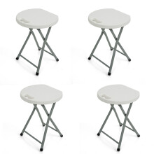(4 x Folding Stools) 5/6FT CATERING CAMPING HEAVY DUTY FOLDING TRESTLE TABLE PICNIC BBQ PARTY STOOLS