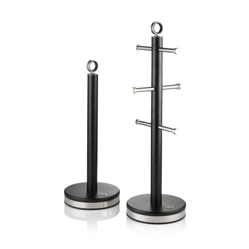 Swan Serenity Black Mug Tree & Towel Pole Matching Set SWKA18537BLK