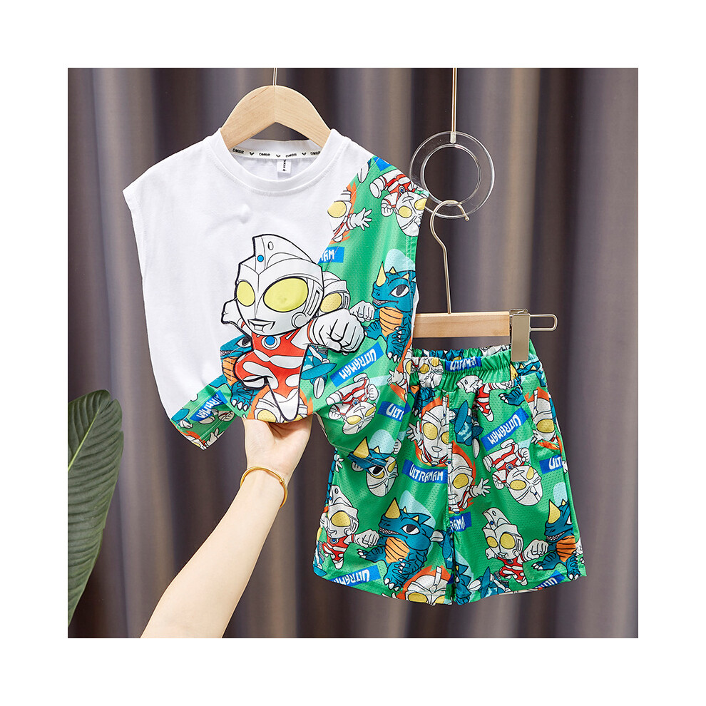 (White, 90cm) And Fun Fashionable Boys Summer Outfit Featuring Ultraman Design With Soft Cotton Material Suitable For Ages 3 To 8 Years-image-OPC-PFPBK6K-NEW