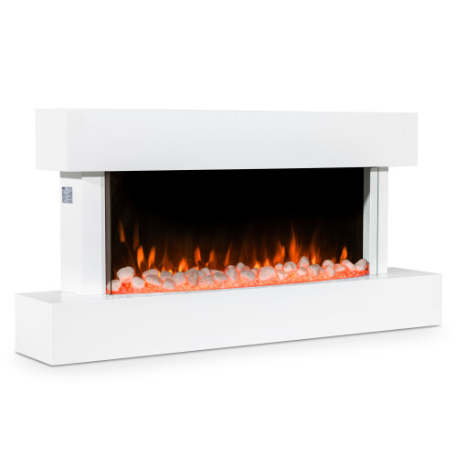 Dellonda 46" Wall Mounting Electric Fireplace with LED Flame Effect - White 1