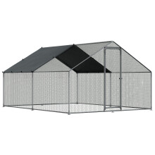Walk-In Galvanized Steel Chicken Run with Roof Cover & PVC Coated Chicken Wire 3 x 4 x 2m