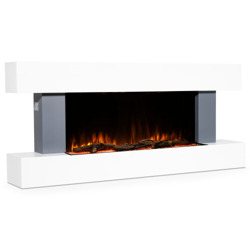 Dellonda 52" Wall Mounting Electric Fireplace with LED Flame Effect - Grey 1