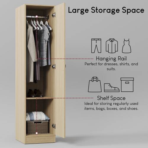 Vida Designs (Pine) Riano 1 Door Wardrobe Bedroom Garment Storage 2