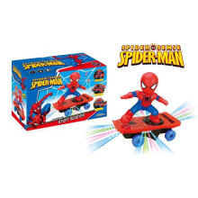 360° Spiderman Skateboard Toy Rolling Car Rotation LED Light Sound