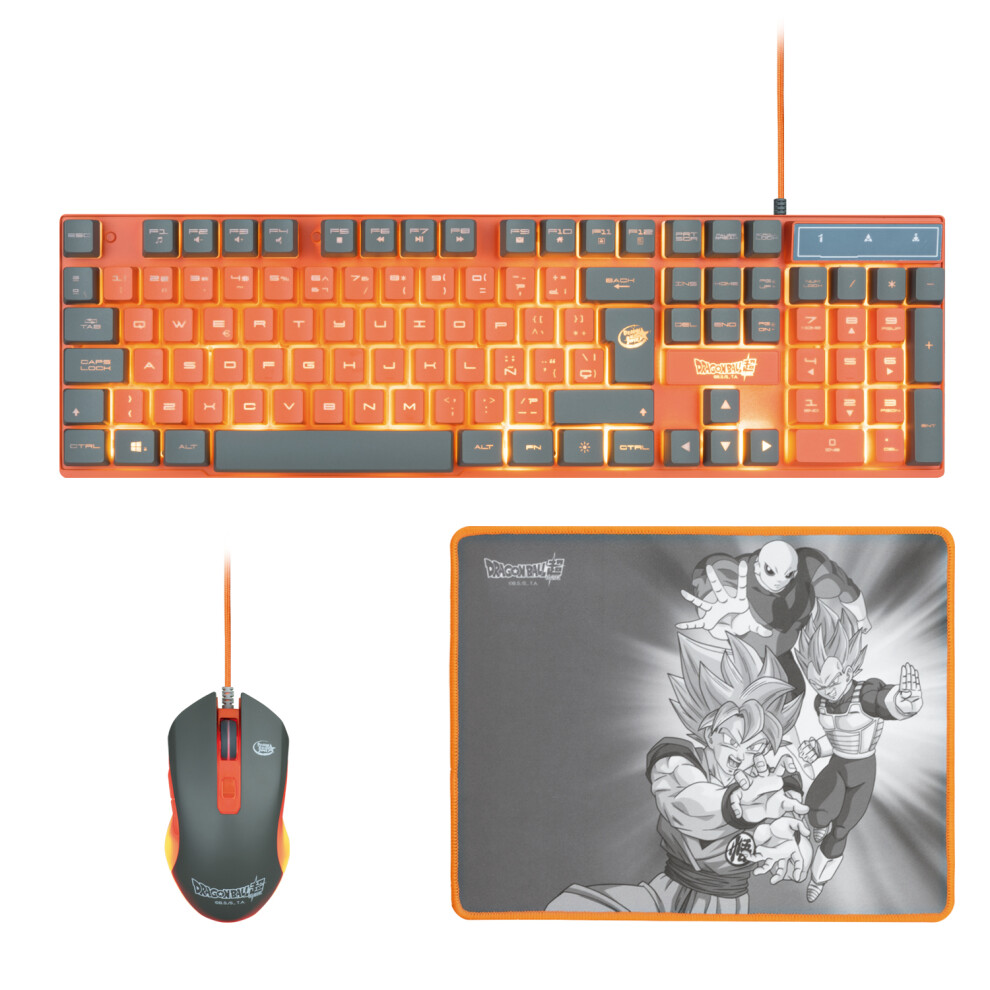 PC Dragon Ball Super PACK Keyboard Mouse Mouse Mat, Spanish QWERTY