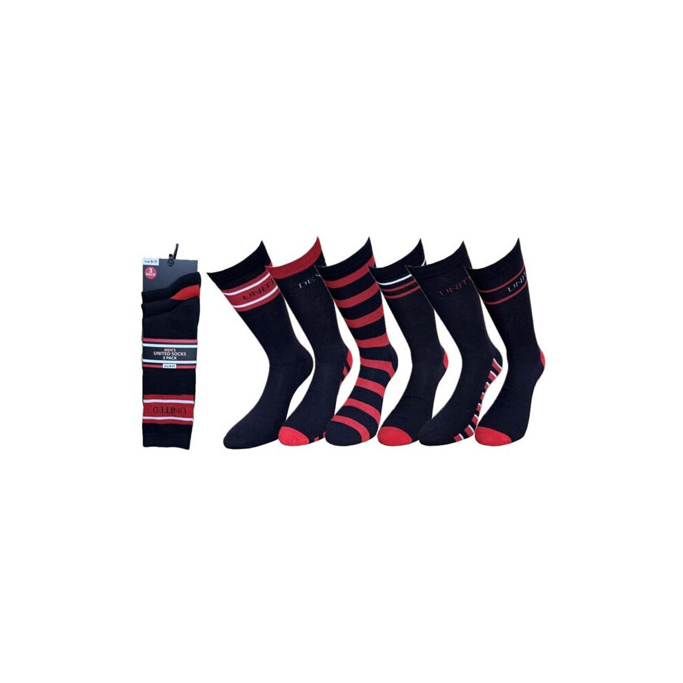 (United, 6 Pairs) 12 Pairs Mens Football Socks ManUnited, ManCity, NewCastle Liverpool Socks UK 6-11